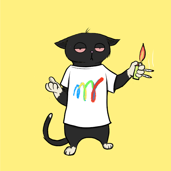 SquigsCat's tweet photo. @punk6529 You and @justintrimble should snag a @BlazedCats #squiggle then 👀.

All secondary sales royalties (10% of sale) go to @MentalHealthAm, with >$150K donated so far 🔥 https://t.co/ay00pWeMzf