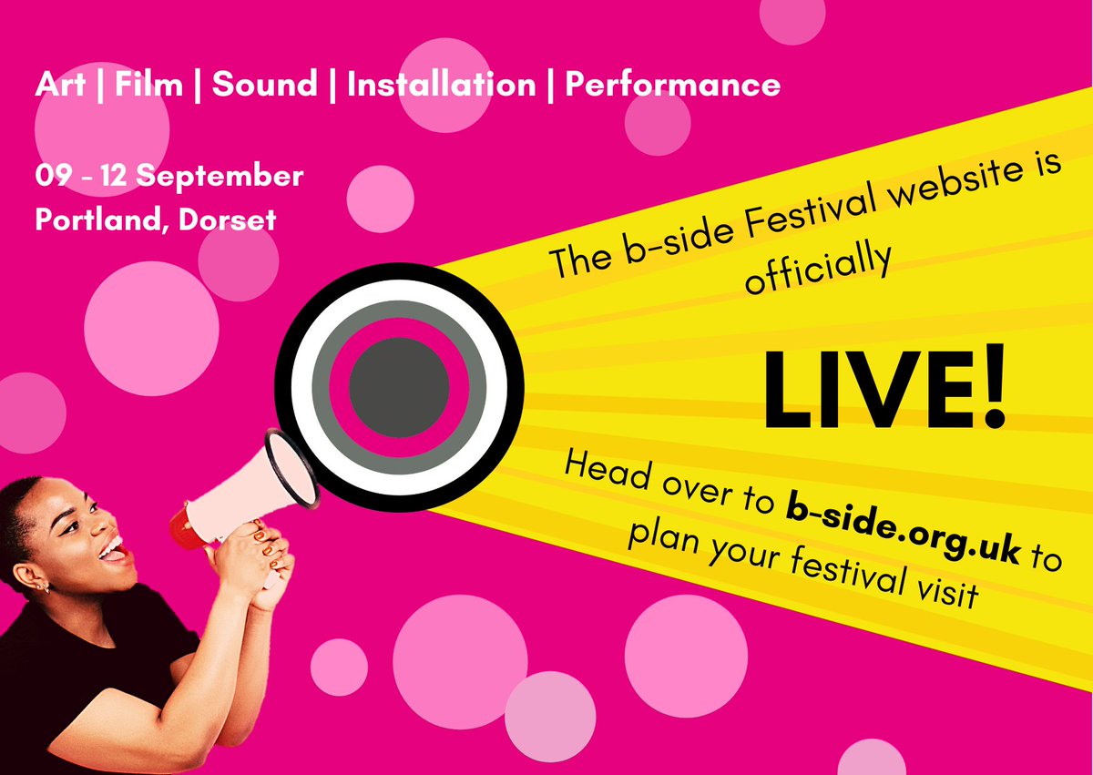 bsidefest's tweet image. The b-side Festival 2021 website is LIVE, head over to b-side.org.uk to plan your b-side Festival. We can't wait to share this experience with you all!

@artsdevuk @dorsetvisualart @VisualArtsSW @ace_southwest @DorsetCouncilUK @Penn_Estate 
 
#artsfestival #LetsGo