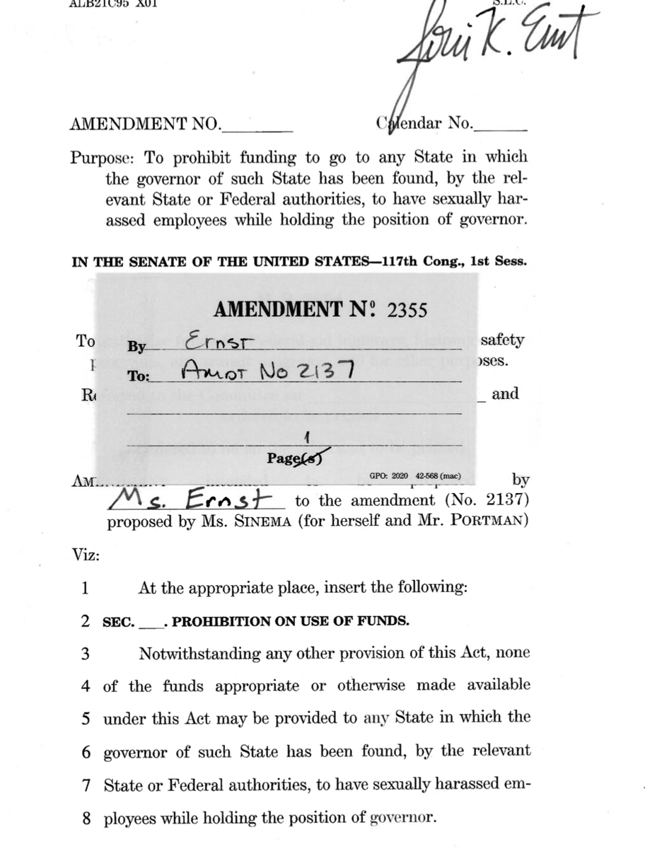 FoxReports's tweet photo. Sen. Joni Ernst targets Cuomo in new amendment. https://t.co/j1rHPsyL4b