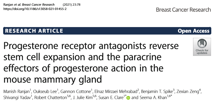 WaitsLikeNandi's tweet photo. Progesterone receptor antagonists reverse stem cell expansion and the paracrine effectors of progesterone action in the mouse mammary gland 
- Ranjan et al. Breast Cancer Research (2021) 23:78 https://t.co/0IxBr5zFSN https://t.co/K5aVU6uOQV