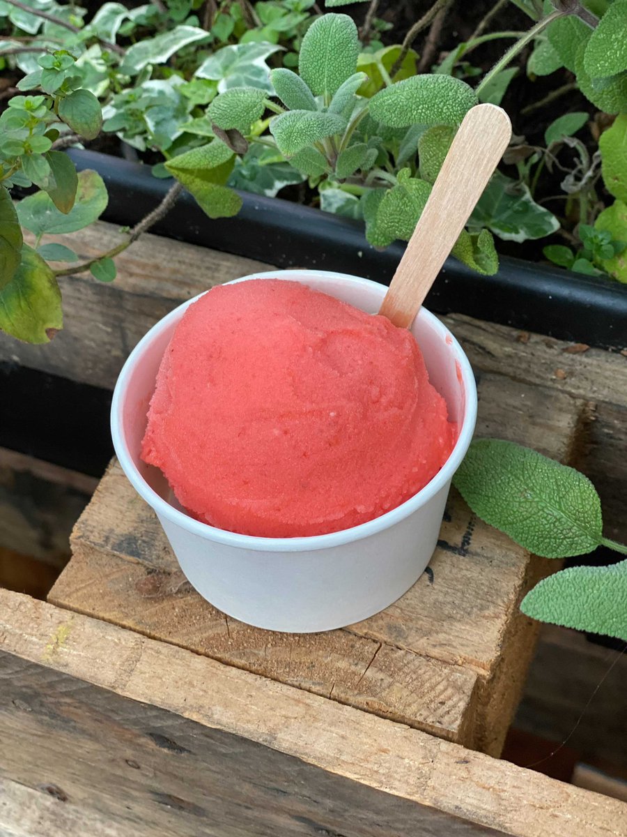 churnices's tweet photo. Vegan Strawberry &amp; Pink Peppercorn Sorbet on the menu this evening and tomorrow @altrinchammkt and @MackieMayor. It’s a fruit explosion! https://t.co/KL1bNH4B66