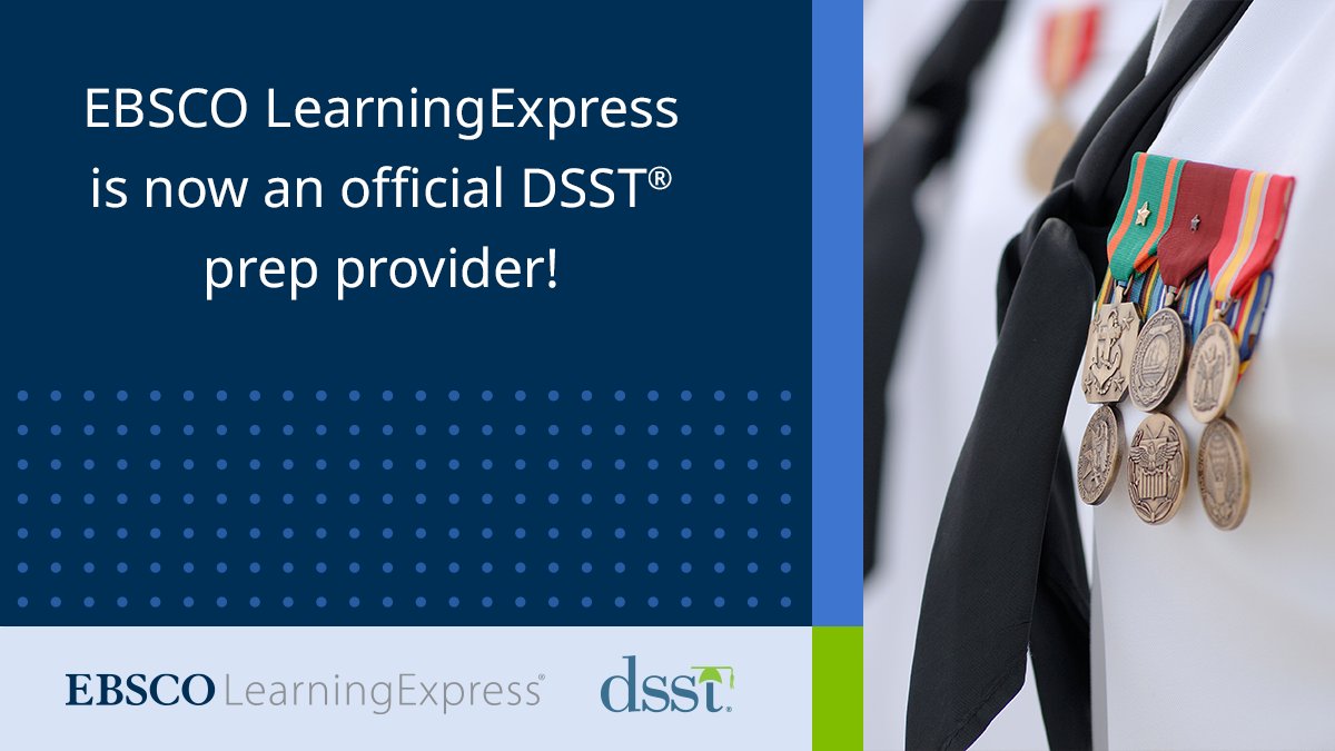 EBSCO's tweet photo. EBSCO LearningExpress has been certified as an official #DSST #testprep provider. Learn more: https://t.co/Ga0uzgEQUK #EBSCOLEX #PrepSTEP #libraries https://t.co/WIyEO6c8pK