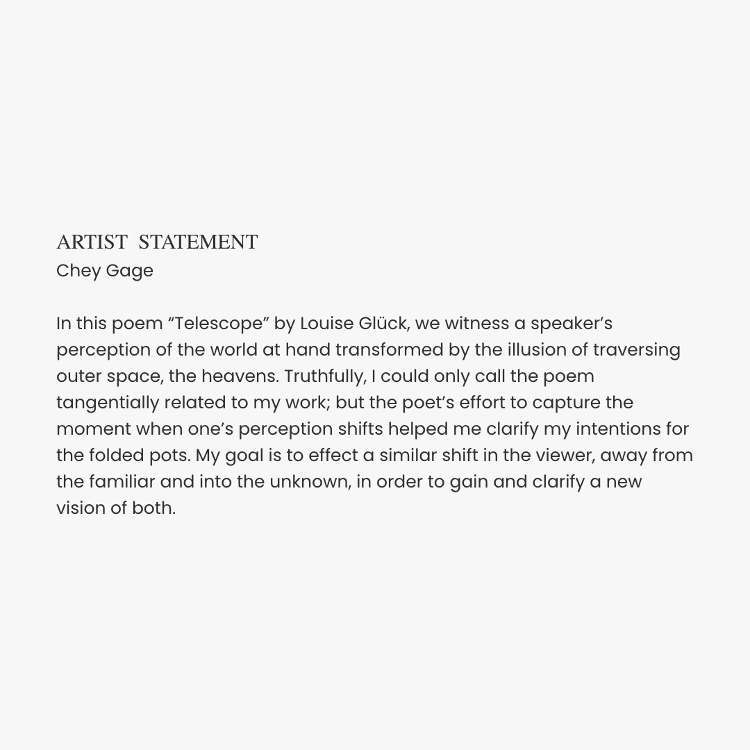 #ArtSpeaksToArt

Chey Gage shares "Folded" (ceramics) with the #FavoritePoemProject, inspired by the poem "Telescope" by Louise Glück.