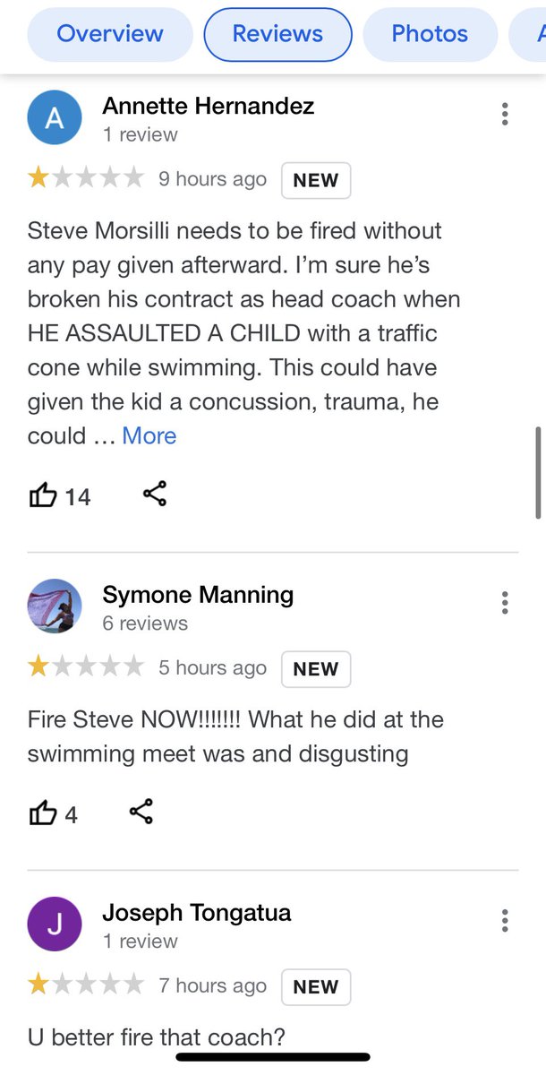 kidswatersafe's tweet photo. There were 41 reviews total and all the critical reviews were erased. Please be careful. #googlereviews #stevemorsilli #Pleasanton #Seahawks https://t.co/xgwitDvPgp
