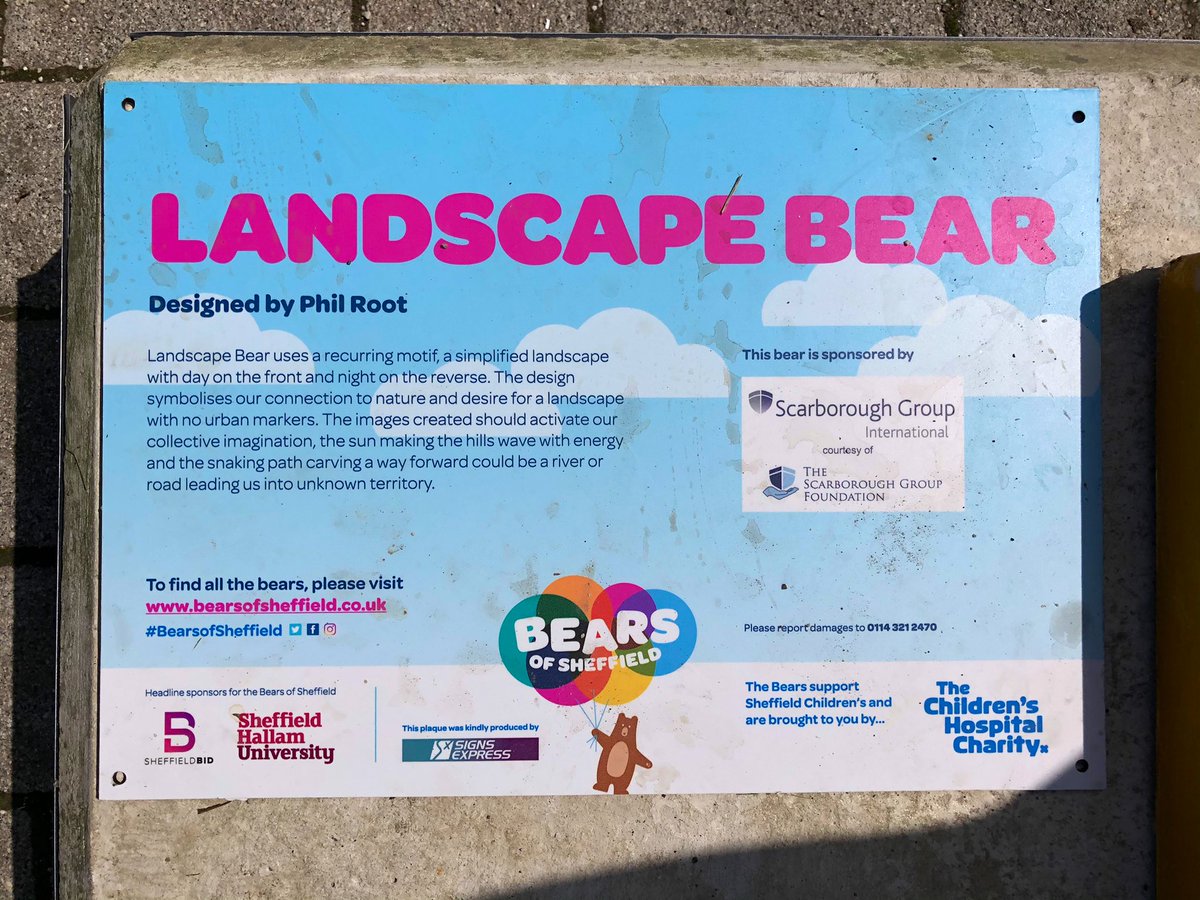 steelcitysnaps's tweet photo. There’s a second @BearsofSheff up at the @OLPSheffield @OlpStadium “Landscape Bear” was created by Phil Root and features a simplified landscape with day on the front and night on the reverse 🐻 @SheffChildrens #BearsOfSheffield #Sheffield #SheffieldIsSuper https://t.co/I59ZzMbUEn
