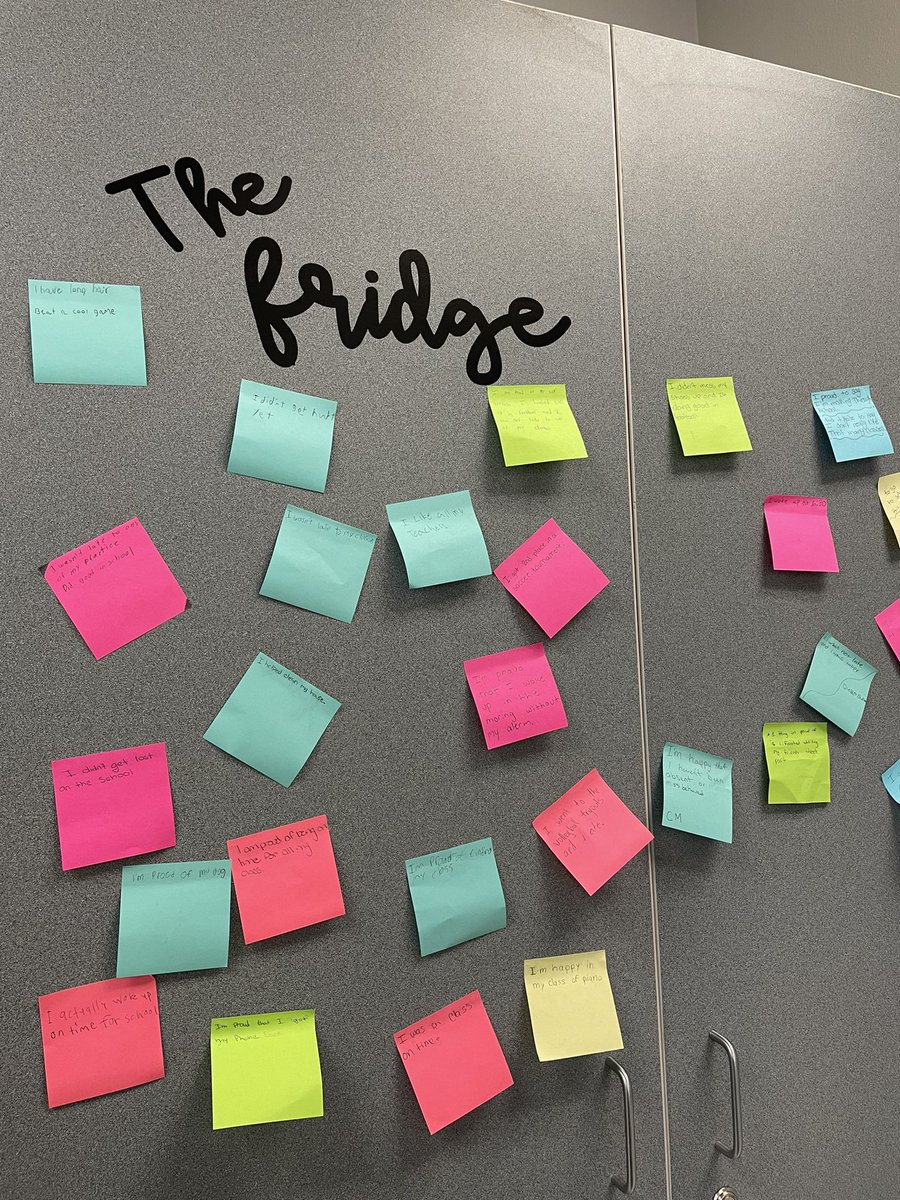 8th grade Cavs shared a proud moment on our class “Fridge.”  I can’t wait to see our “fridge” filled with photos, pieces of work, and affirmations! #reignite #cavpride @Hernando_MS