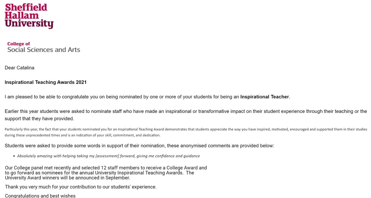 So incredibly touched to have received an Inspirational Teacher Award nomination for my contribution to the teaching of Masters of Architecture Design Studio and Communication. It was a fantastic year and I could have not asked for better students!

Thank you. I am speechless.