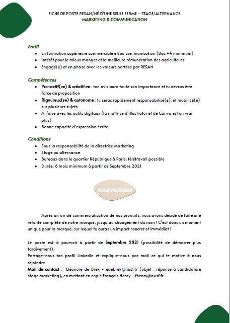 JacheteFermier's tweet photo. Nous sommes à la recherche de 2 stagiaires/ https://t.co/QuenAKLz2b pour renforcer nos équipes et participer à notre développement.
Un poste en R&amp;D Ingénierie des procédés aux côtés de @virginfaure
Un poste en Marketing &amp; Communication.
Plus d'infos : https://t.co/o2myL2gxGa https://t.co/d0YUKRLrxp