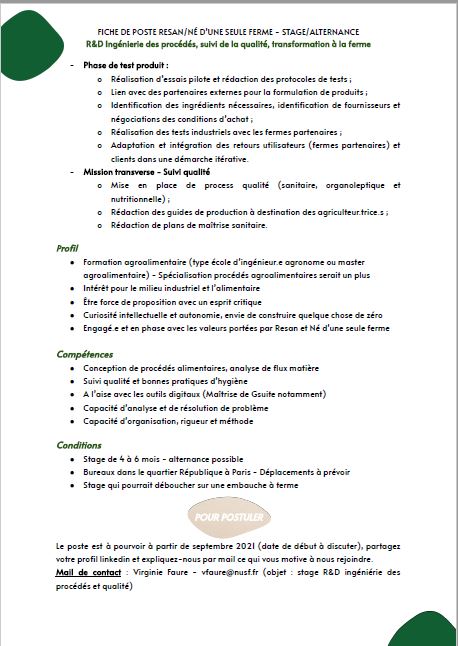 Nous sommes à la recherche de 2 stagiaires/ alternant.es pour renforcer nos équipes et participer à notre développement.
Un poste en R&amp;D Ingénierie des procédés aux côtés de <a href="/virginfaure/">Virginie Faure</a>
Un poste en Marketing &amp; Communication.
Plus d'infos : linkedin.com/company/nusf/