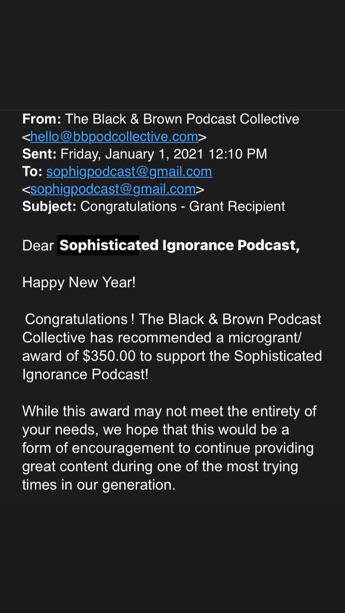 As a podcast, it’s always important to celebrate our wins, like being a recipient of a <a href="/bbpodfestival/">The Black & Brown Podcast Collective & Festival</a> microgrant to help us produce our content and strive for excellence. We appreciate being apart of the Collective as we continue to share our voices and thoughts with you all.