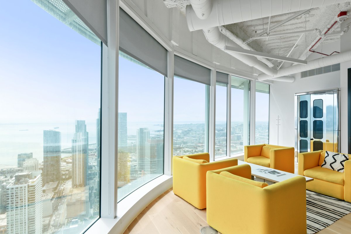WeWork's tweet photo. SF serving looks π π Floor to ceiling views at #weworksf. #wework https://t.co/c85ii8rlGd