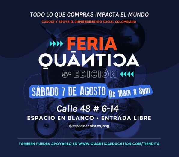 Se nos llegó la #FeriaQuántica el espacio donde más de 40 emprendimientos sostenibles se encuentran. ¡La cita es este sábado!
Visita👉quanticaeducation.com/feria-quantica
Patrocina: <a href="/UKinColombia/">Embajada Británica en Colombia</a> #compralocalcolombia #UnaFeriaconImpacto #Emprendimientocolombiano #compraconsciente