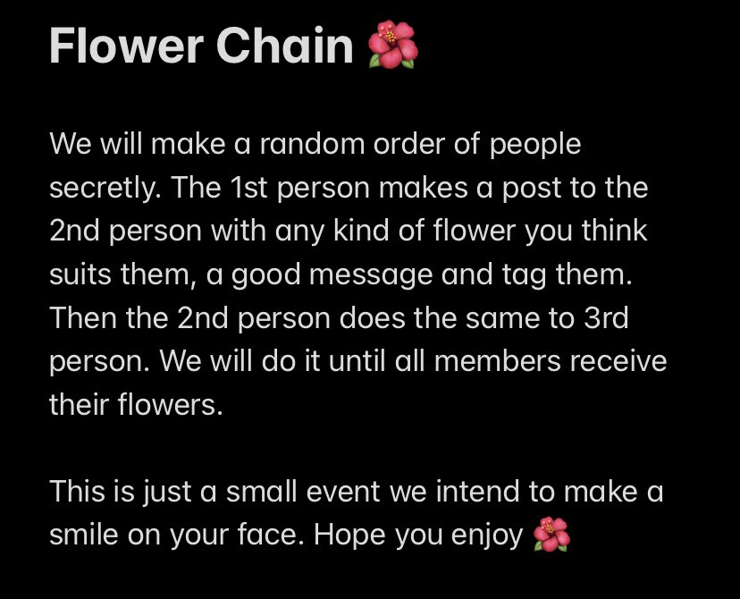 RoseWood_Ent's tweet photo. ⠀⠀⠀⠀⠀⠀⠀⠀⠀ ⠀⠀⠀⠀⠀⠀⠀⠀⠀
⠀⠀ ROSEWOOD
AUGUST FLOWER CHAIN 🌺
#rosewoodent https://t.co/08cZNJdSrW