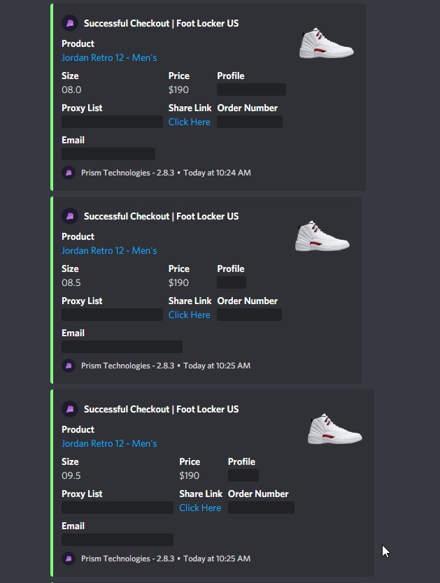 sagetansel's tweet image. 7 pairs on restocks ♻️

🤖: @PrismAIO 
⚡️: @Diamond_proxies @ScarletProxies 
🧑‍🍳: @mamiskitchenio @ChopsAndClips @SoleSocietyVIP 
💻: @hydraservers_