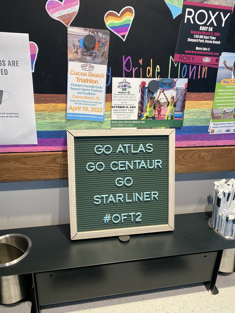 MikeMongo's tweet photo. Today’s message at @Starbucks in Cocoa Beach got all the local love for @ulalaunch & @BoeingSpace 🚀🤗 #GoStarliner #SpaceIsHard #MightyAtlas #OFT2 https://t.co/BAaUZgU6QO