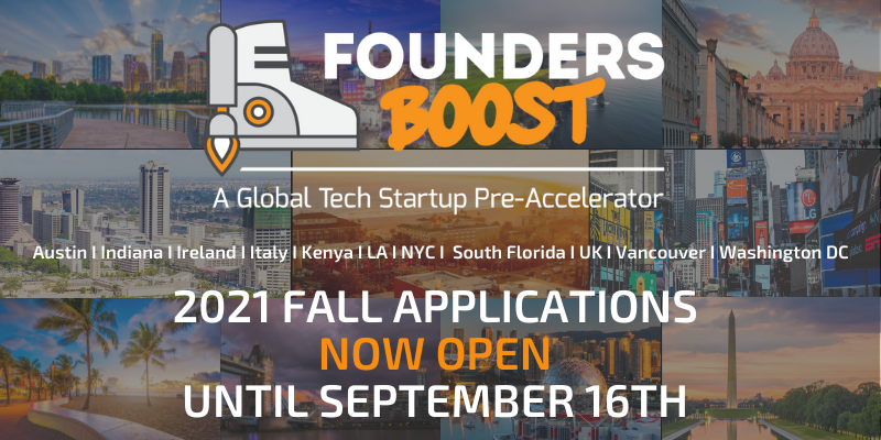 FoundersBoost's tweet photo. FoundersBoost is back for 2021! Apply to our 6 week #PreAccelerator to prepare your startup for accelerators, investment and revenue generation.
Apply at: https://t.co/MH8Xn9TzTw
#FoundersBoost https://t.co/dVjCvvUER7