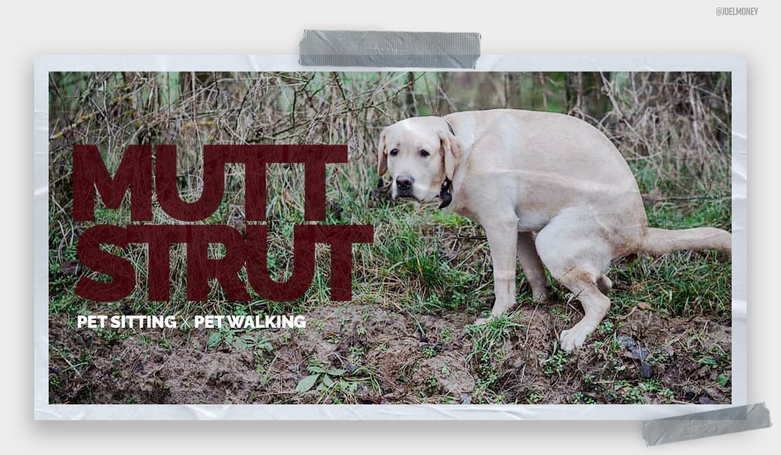 joelmoney's tweet image. @OneMinuteBriefs 
#DogSitters

#randomwords
#fictionalcompanies #needmorebrands

Mutt Strut.