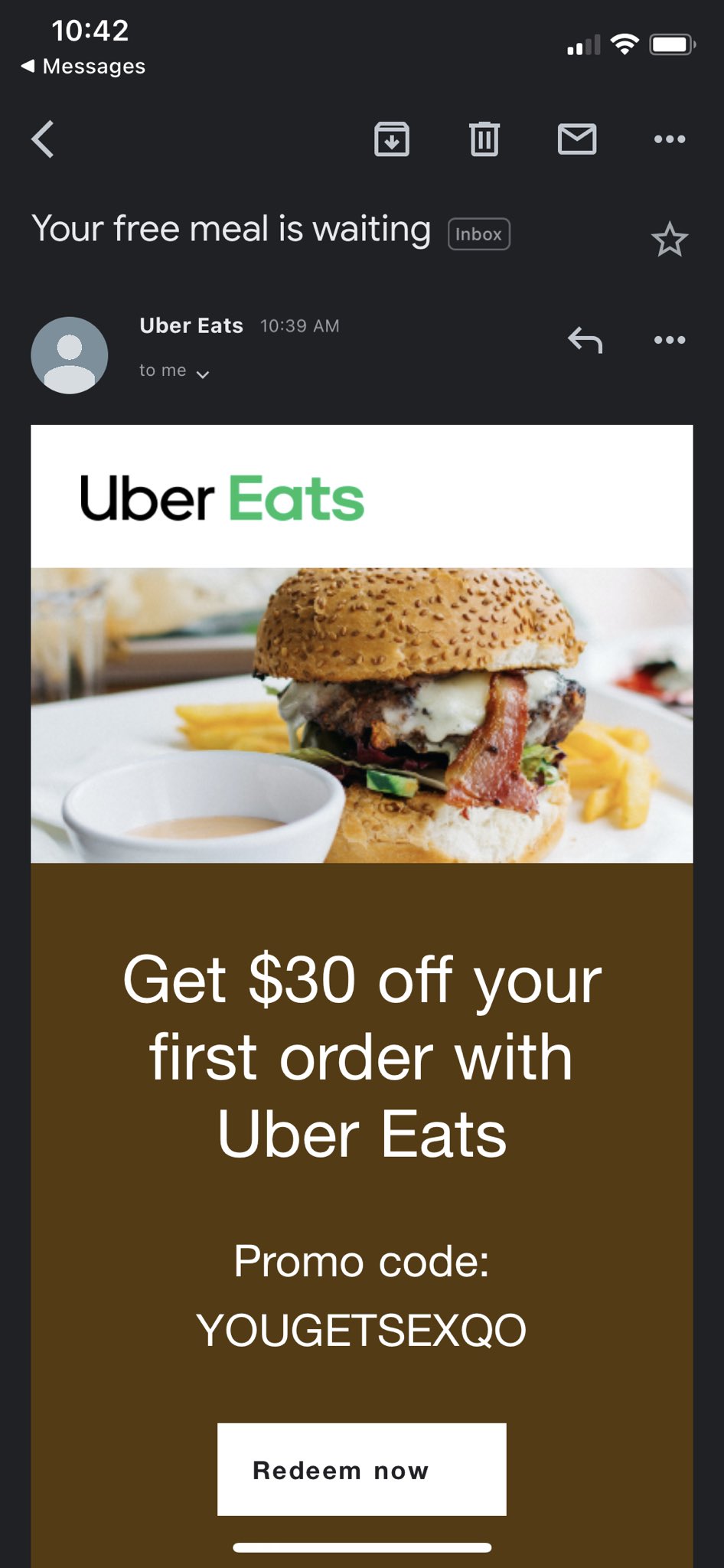 Jenna on Twitter "What an odd promo code for UberEats https//t.co