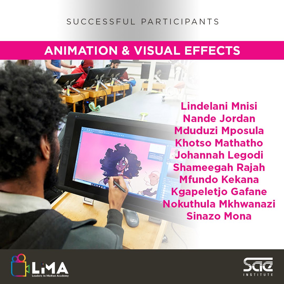 And Finally‼️ Congratulations to these successful participants selected for the Animation &amp; Visual Effects Course beginning on the 10th of August. 

Wishing you all the best with the empowering course  <a href="/sae_institute/">SAE Institute</a> 

#LIMAcademyScholarship