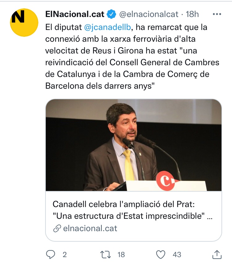 sergimiquel's tweet photo. És cert, la @cambragirona  ho reclamava i el @Pdemocratacat  va aconseguir 500.000€ per fer el projecte.

Contents d'haver-ho aconseguit i de no haver estat fent bromes des del sofà d'èxits que ara tothom es fa seus.

#PetAlCove vs #AveAlAeroport https://t.co/1aIjgBd5Vr