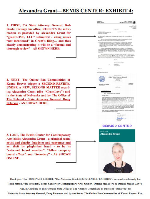 AnnMariaReeves's tweet photo. ❌FOR #BEMISCENTER #OMAHA #NEBRASKA❌#AlexandraGrant is a criminal scam-artist and DOES NOT BELONG in your center for #art. Please know #AlexandraGrant is a "transgendered LESBIAN" and NOT IN ANY RELATIONSHIP with #KeanuReeves. Please READ ATTACHED!!👮♀️FROM: Online #KeanuReeves👇. https://t.co/NSPN3fijY7