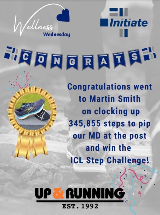 Our #WellnessWednesday highlighted the benefits of walking, setting a team challenge for the most steps recorded in a month. There was tired dogs &amp; late night dancing but #Congratulations to Martin with 345,855 steps to just beat the MD and take Gold #WellDone <a href="/upandrunninguk/">Up & Running UK</a>