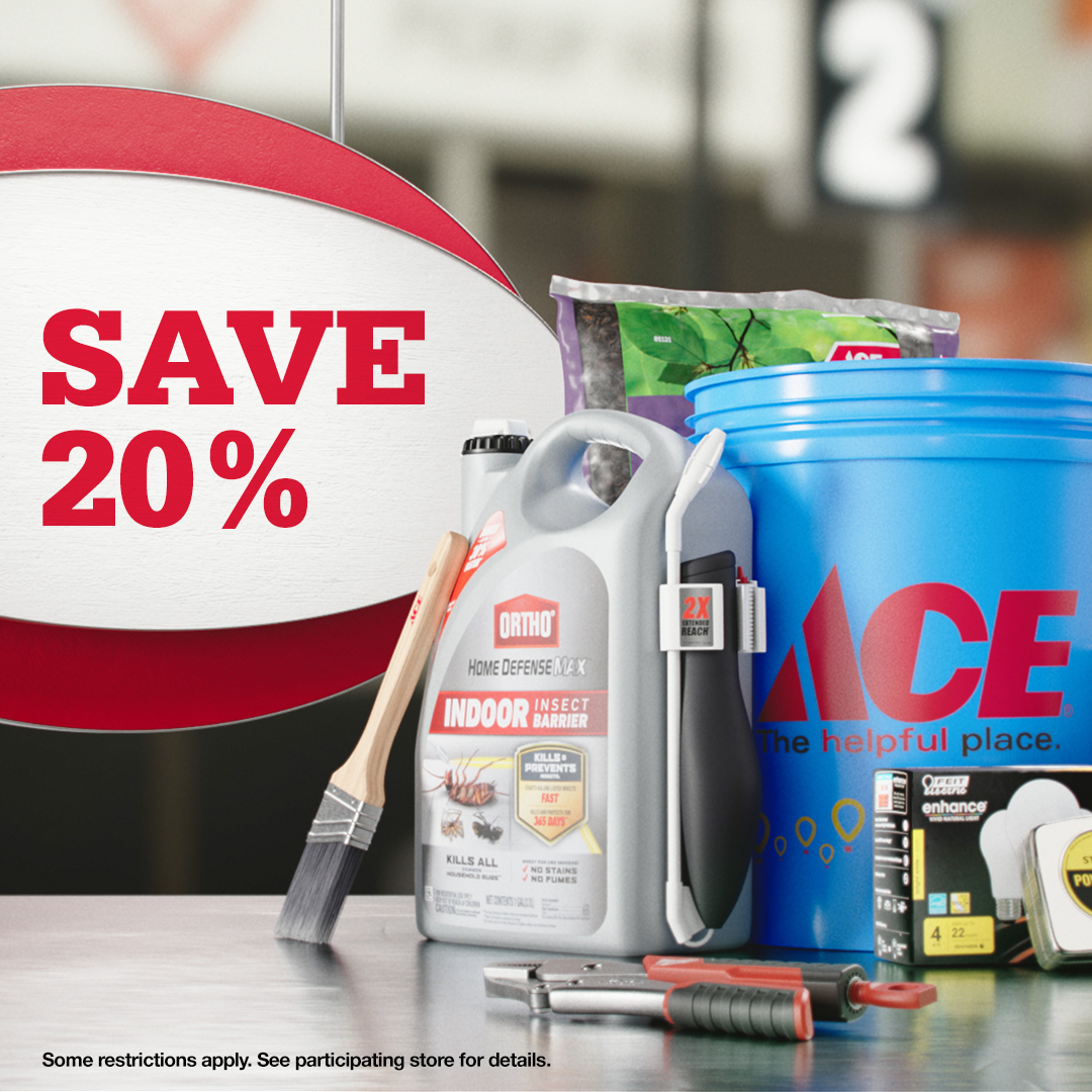 8/6-8/8 get a 5-gallon bucket, plus 20% off almost anything that fits inside it, when you make a $5 donation to your local @CMNHospitals. Visit ms.spr.ly/6012njEcM for details. #AceHardware #TheHelpfulPlace