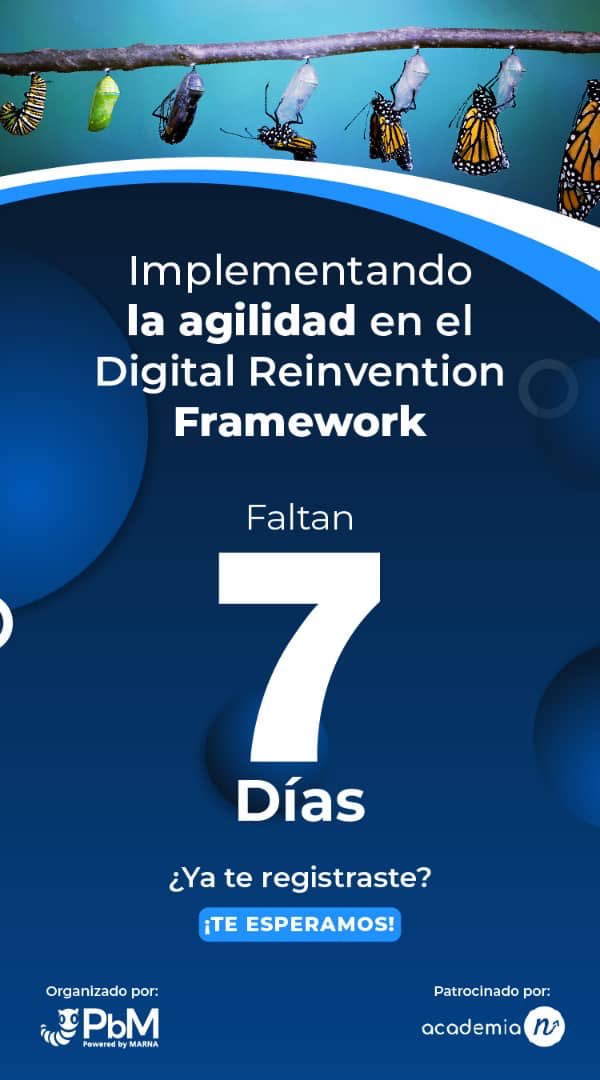 arsepe's tweet photo. *Faltan 8 días para el webinar:  "Implementando la agilidad en el Digital Reinvention Framework"* 

 Inscríbete a través del siguiente link: https://t.co/3WjfM92HHy https://t.co/GVtwiNGGLm
