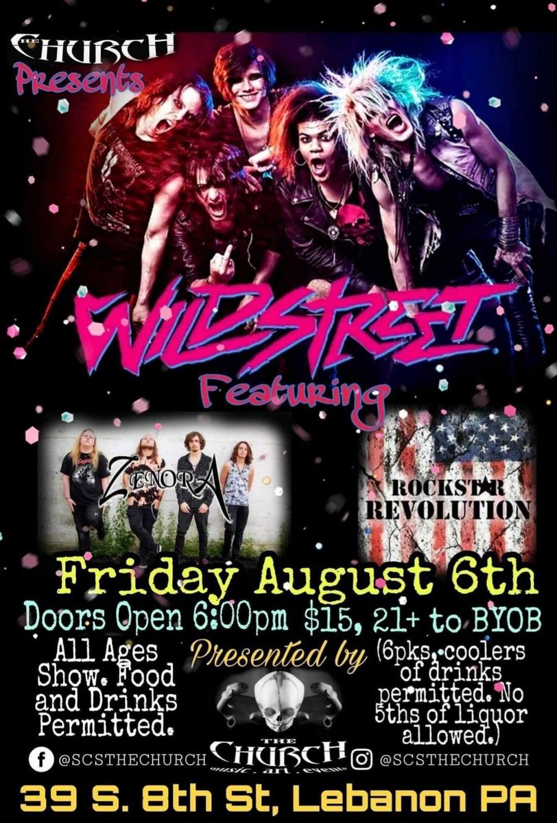 RockLovesMe2's tweet image. #ShowAlert 'The Church' in
Lebanon, PA is going shake 
this Friday when @wildstreet 
shows up! Come out and
join the rock party. 👊🎉
Doors 6pm $15, 21+ 🤘