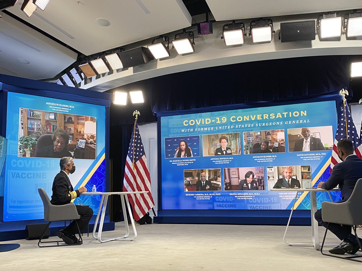 Honored to be at the @WhiteHouse today with former Surgeons General @ANovelloMD, Dr. Jocelyn Elders, Dr. David Satcher, @DrRichCarmona, @reginabenjamin, and @JeromeAdamsMD. These leaders have protected our nation’s health across decades. Grateful for their ongoing partnership.
