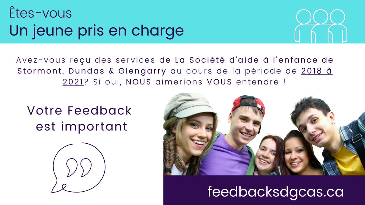 CornwallCAS's tweet image. Êtes-vous un jeune pris en charge?
Votre feedback est important!
feedbacksdgcas.ca