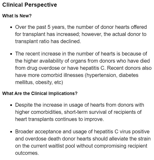 JAHA_AHA's tweet photo. Percentage of donor hearts transplanted has declined despite huge increase in donor offers from HCV and ODD donors. https://t.co/gSg8yTHZjN @RaviDhingraMD @NagaDharmavaram  @uw_medicine #AHAJournals https://t.co/79OYlb1Ser