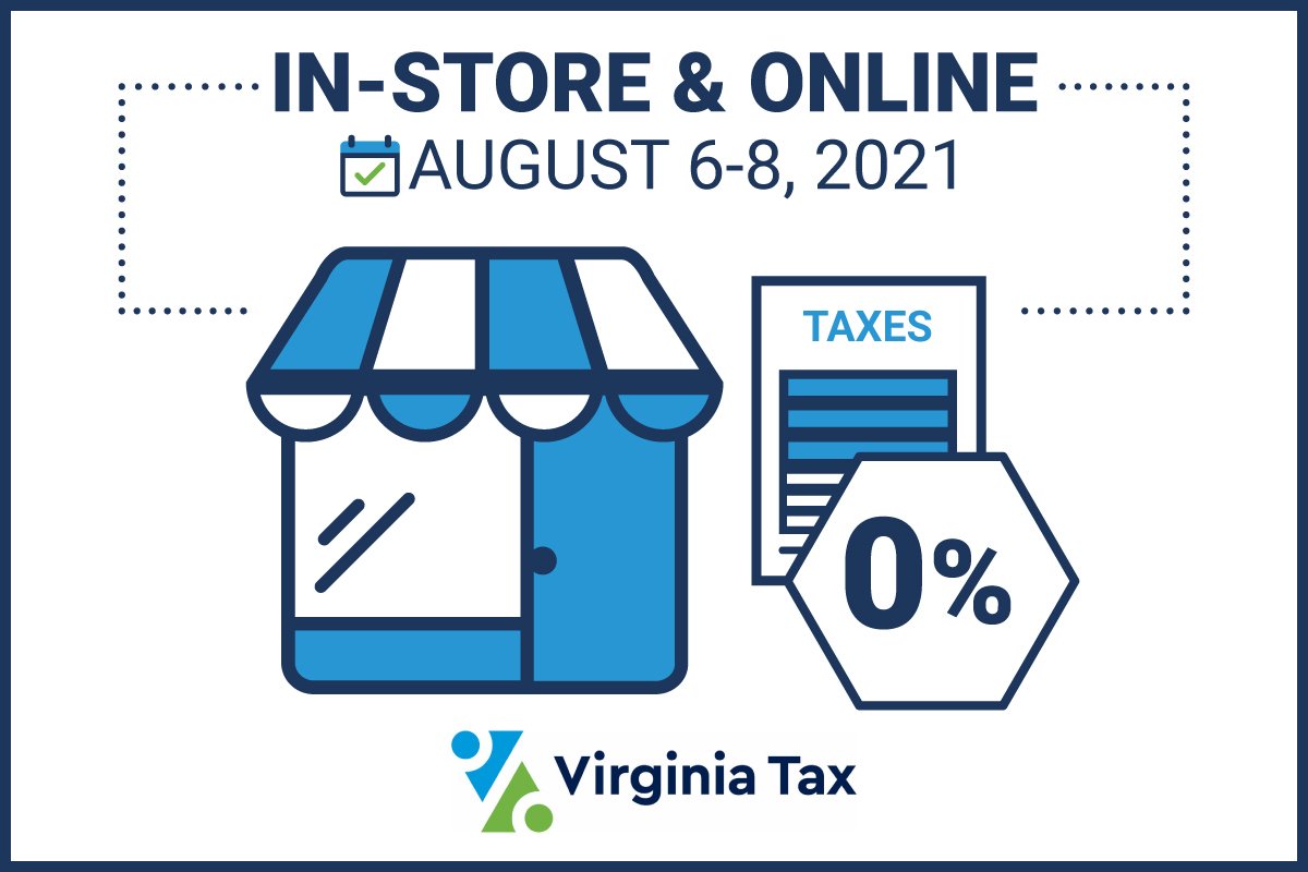 Virginia.gov (@virginiadotgov) on Twitter photo Virginia Sales Tax Holiday! This popular annual savings holiday is back, Aug. 6-8, 2021! No Virginia sales tax will charged on most school supplies, clothing, hurricane and emergency preparedness supplies. Online, in-store, by mail or phone. <a href="/VaTax/">Virginia Tax</a> #taxfree #virginia Virginia Sales Tax Holiday! This popular annual savings holiday is back, Aug. 6-8, 2021! No Virginia sales tax will charged on most school supplies, clothing, hurricane and emergency preparedness supplies. Online, in-store, by mail or phone. <a href="/VaTax/">Virginia Tax</a> #taxfree #virginia