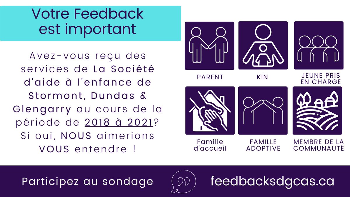 CornwallCAS's tweet image. Votre feedback est important! Participez au sondage.
feedbacksdgcas.ca