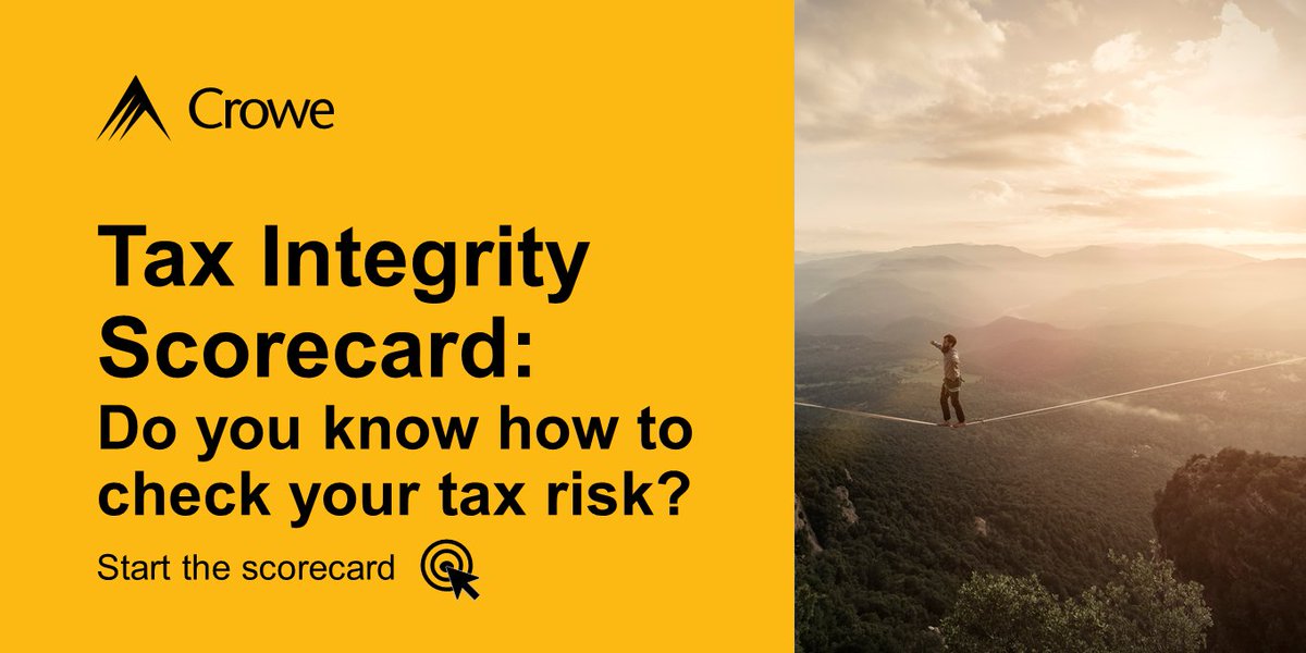 CroweUK's tweet photo. Businesses are now being asked to prove that their tax affairs are robust. Use our Tax Integrity Scorecard to help identify the potential #TaxRisk areas where you may need to take action. 
#CroweTIS
https://t.co/XtCx1AqkaF https://t.co/7tEWgExnx2