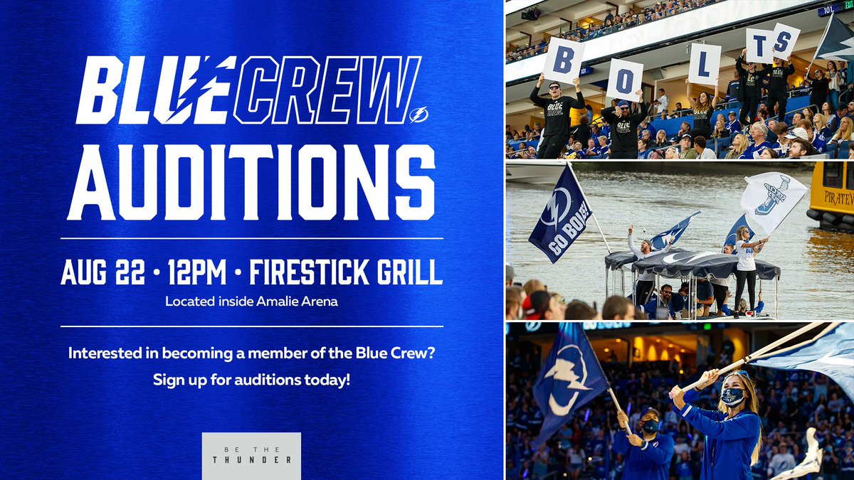 Ready for your chance to become a member of the official #BoltsBlueCrew? ⚡️

Audition sign-ups are now open ➡️ tbl.co/boltsbluecrew
