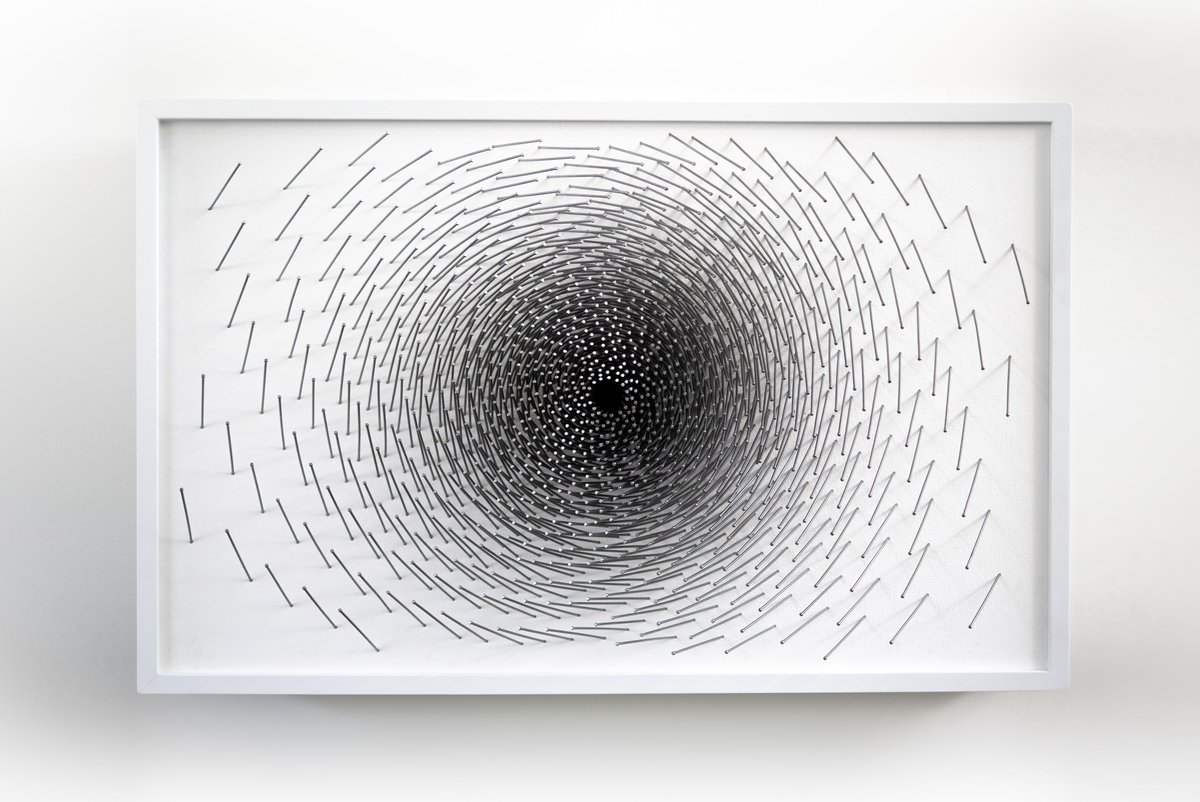 Inertia – Robot fabricated fine art detail view. 32” x 50” Steel on UHD