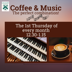 Don't forget tomorrow's free organ recital at the Minster at 12.30pm.  Why not come early and grab a coffee, cake, or lunch in our newly refurbished and re-opened coffee shop?  Free admission to the organ recital with a retiring collection.