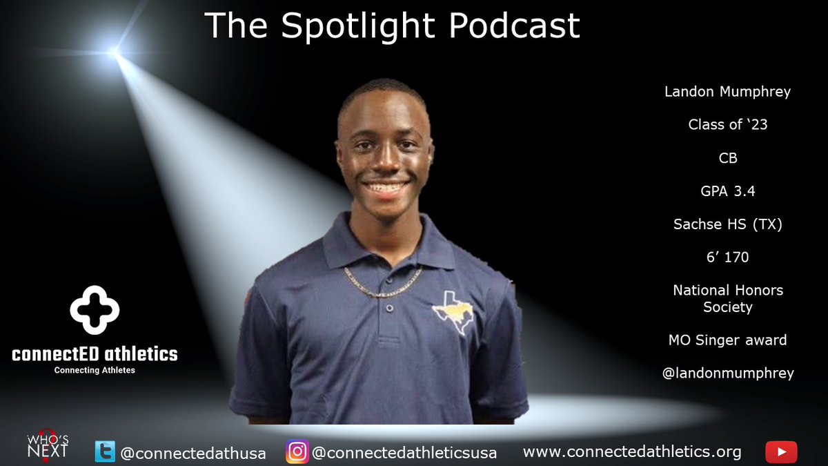 Connected Athletics Inc.๐๐พ (@connectedathusa) on Twitter photo Very impressed with this talented, mature student-athlete! '23 DB <a href="/LandonMumphrey/">Landon Mumphrey โจ</a> <a href="/SachseStangs/">Sachse HS Football</a> can play CB and Safety and has great size and length. Strong academics and well-rounded on and off the field.
Watch the full interview at youtu.be/-nVxaSKsUR4 #tellyourstory Very impressed with this talented, mature student-athlete! '23 DB <a href="/LandonMumphrey/">Landon Mumphrey โจ</a> <a href="/SachseStangs/">Sachse HS Football</a> can play CB and Safety and has great size and length. Strong academics and well-rounded on and off the field.
Watch the full interview at youtu.be/-nVxaSKsUR4 #tellyourstory