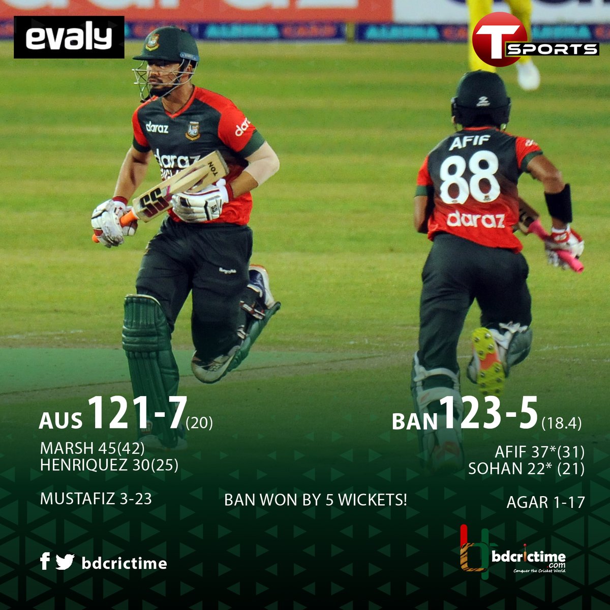 mashrafebd's tweet photo. #Bangladesh have done it.

Tigers are 2-0 up in the 5-match T20I series... #RiseOfTheTigers

#BANvAUS https://t.co/FmYq5XxoeU