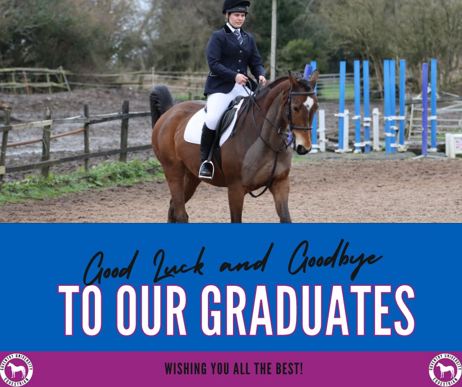 EquestrianUni's tweet photo. The time has come for us to say goodbye to all of our graduates 🎓. We will miss you all and we wish you the all the best. 
Also good luck to all of our members about to go on placement for the year, we look forward to welcoming you back in a years time. @sportcoventry https://t.co/Jvi4pze6ND