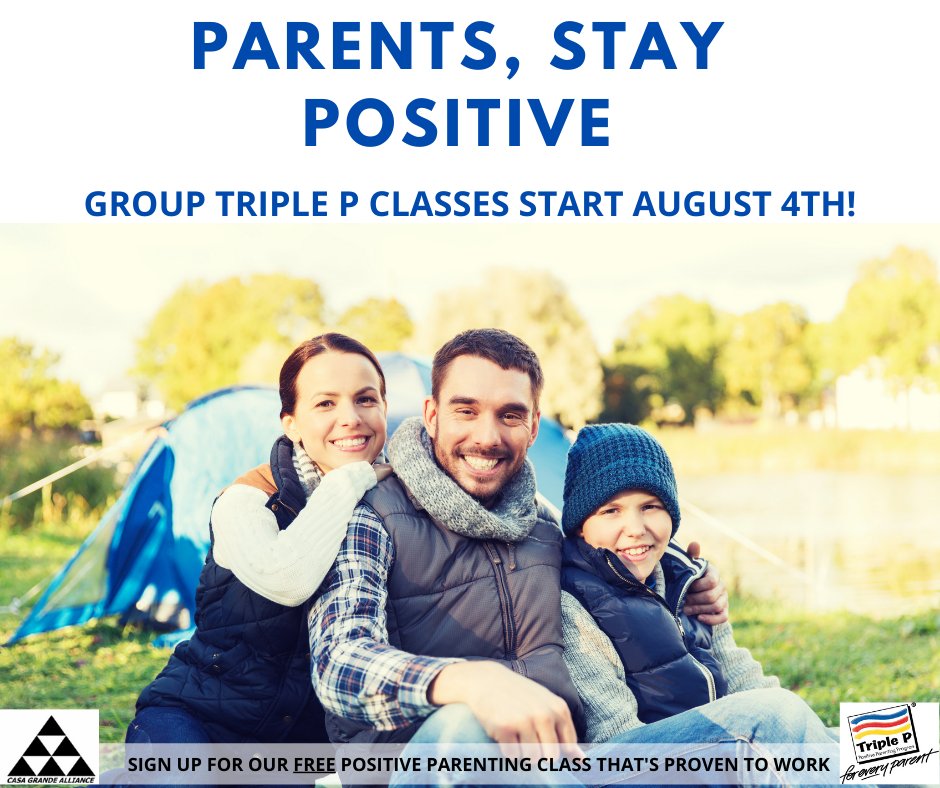 Our Group Triple P Class starts today!
Don’t miss out on your opportunity to join this internationally recognized program for FREE!
Classes start TODAY!
For more information and to register please visit our website at casagrandealliance.com/triple-p-paren…
Or call us at 520-836-5022
