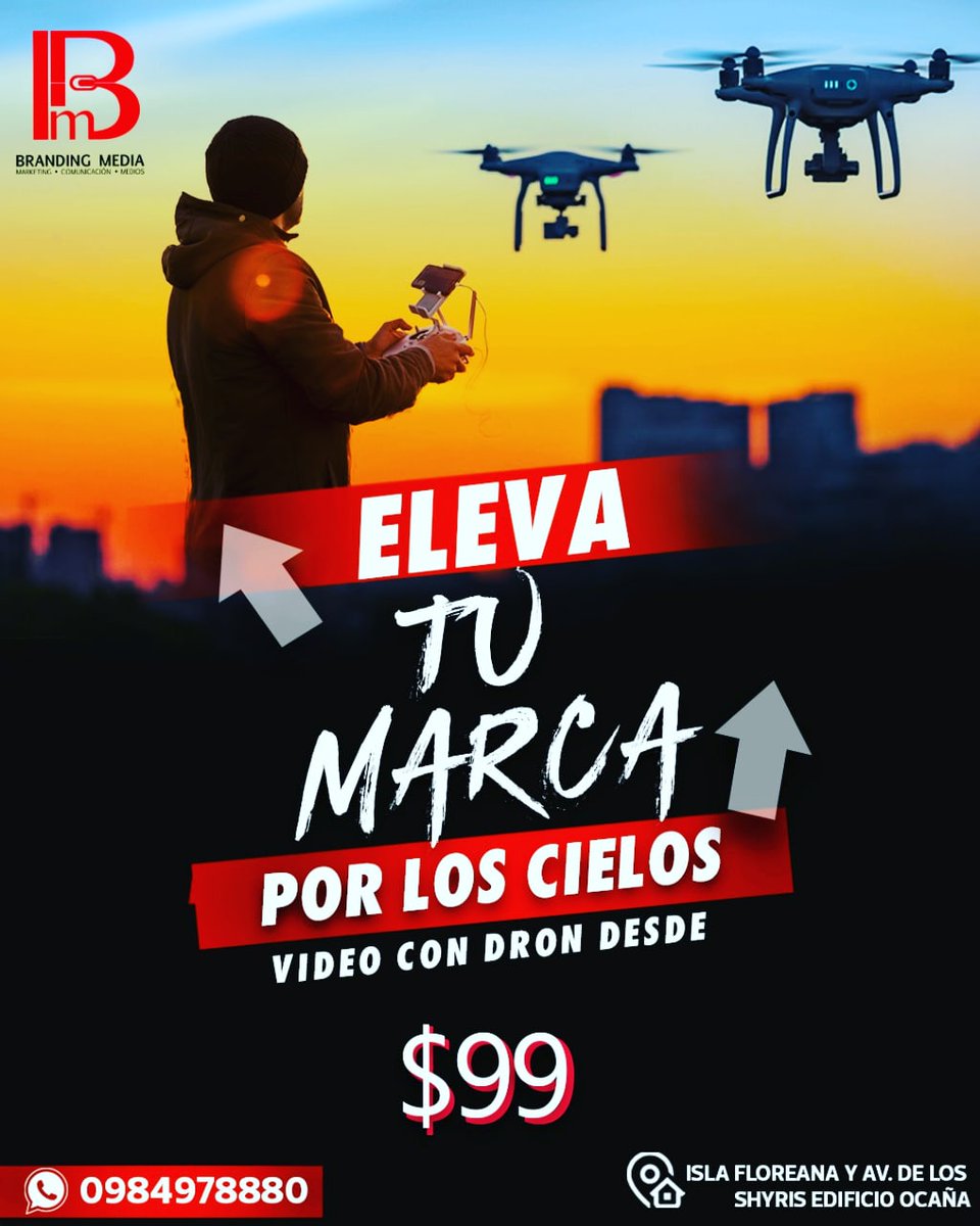 brandingmedia3's tweet photo. Ponle a tu MARCA en el lugar que se merece 🗯💯
Vende lo que ofertas con un video publicitario con el mejor #Dron en el mercado #phantomdji 4 pro 🚁🎮
Desde $99.
Escríbeme directo al WhatsApp / Quito.👇
📶 https://t.co/NLopiWycRL https://t.co/4dYQtuICCd