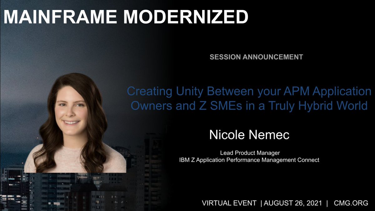 <a href="/NicoleNemec/">Nicole Nemec</a> @IBMZ Application Performance Management Connect will present specific use cases &amp; how IBM Z APM Connect bridges in an effort to provide true end-to-end application visibility within Instana &amp; AppDynamics. hubs.ly/H0THmNf0 #cmgnews