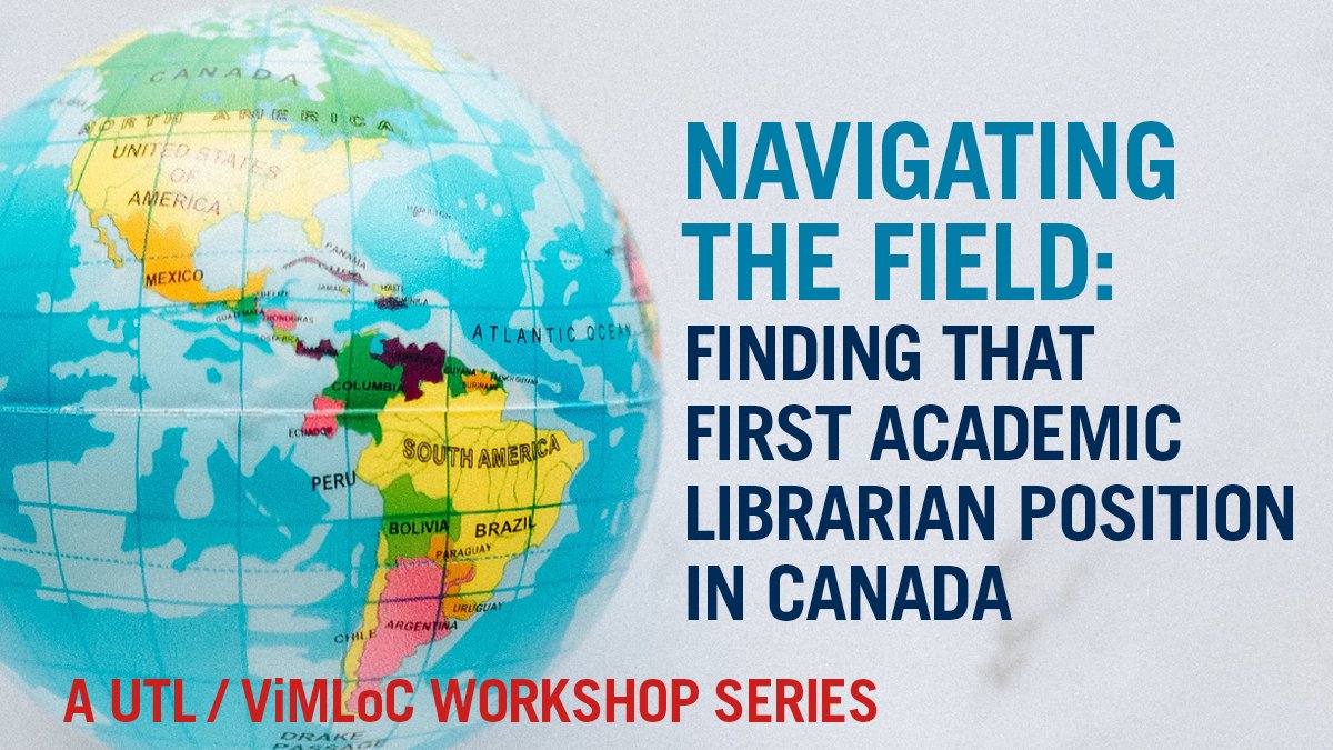 Check out <a href="/ViMLoC_CA/">Visible Minority Librarians of Canada (ViMLoC)</a> &amp; <a href="/uoftlibraries/">U of T Libraries</a> workshop series “Navigating the Field: Finding that first academic librarian position in Canada.” Each workshop will be an informative session, filled w/ tips, advice, resources all about the job search process. vimloc.wordpress.com/workshop-event…