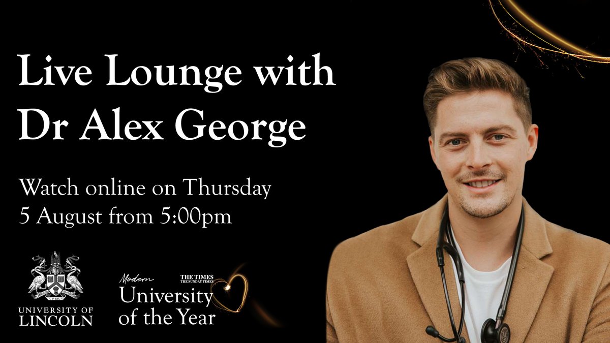 University of Lincoln, UK (@unilincoln) on Twitter photo Join us tomorrow for a very special talk from UK Mental Health Ambassador <a href="/DrAlexGeorge/">Dr Alex TM</a>. He will be sharing his tips and advice on what to consider when preparing to start university.
Watch live: lncn.ac/dralexgeor Join us tomorrow for a very special talk from UK Mental Health Ambassador <a href="/DrAlexGeorge/">Dr Alex TM</a>. He will be sharing his tips and advice on what to consider when preparing to start university.
Watch live: lncn.ac/dralexgeor