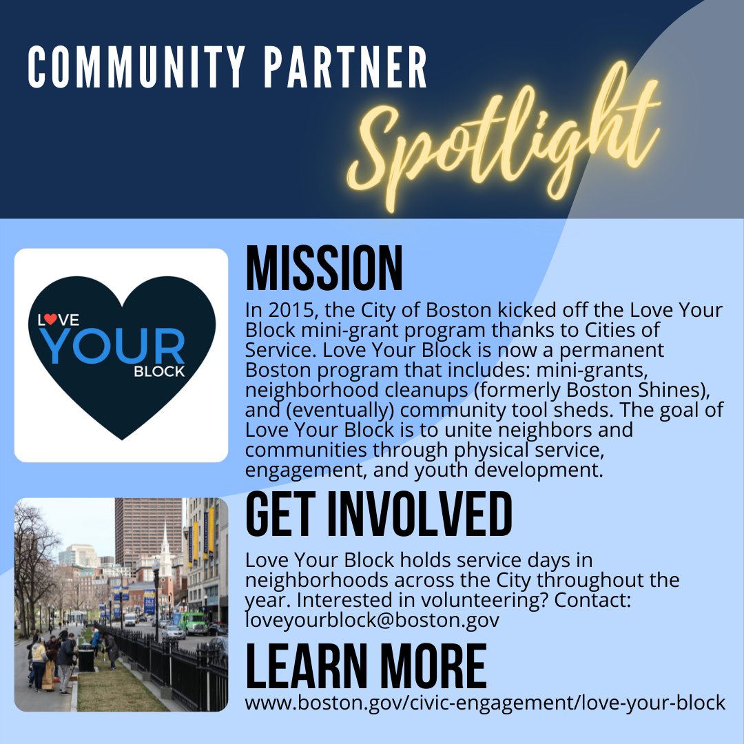 #SUCommunityPartnerSpotlight: Love Your Block (@BosServOutreach) is now a permanent Boston program that includes: mini-grants, neighborhood cleanups (formerly Boston Shines), and (eventually) community tool sheds: bit.ly/3rJk2l0