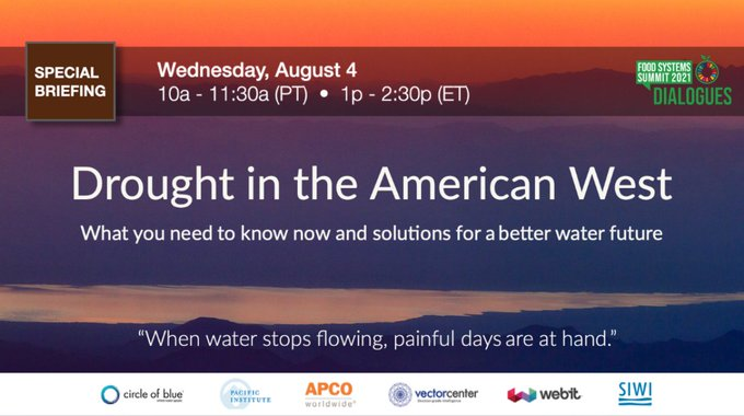 PacificInstitut's tweet photo. Join us in 30 minutes! Today at 10am (PT) @circleofblue @PacificInstitut @VectorIntel and @apcoworldwide be part of a first-hand, live briefing and public Q&amp;A about the drought in the American West. Watch LIVE here: https://t.co/69wPkvq7TP

#ActOnDrought #MegaDrought #Water https://t.co/M5M1Nybtdc