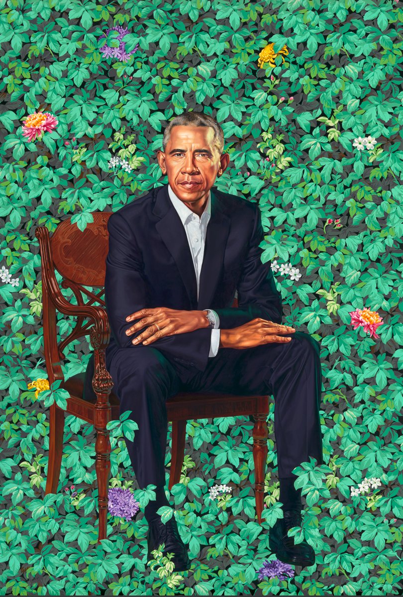 Today is Barack Obama's 60th birthday.

His official presidential portrait by @kehindewiley, seen here, is currently traveling the country on the #ObamaPortraitsTour. See if it's visiting your city: s.si.edu/3fwaO6C

IMAGE: s.si.edu/3ftNtCu