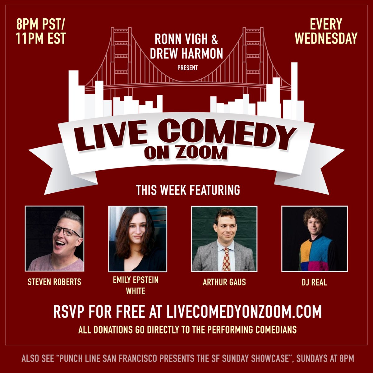 ComedyZoom's tweet image. We’re back on Zoom, where you can take your mask off and put a hat on! Yea! Theme night is back! Tonight: Wear a hat: a fun hat, a boring hat, use a filter or wear a MAGA hat if you leave a $500 tip or better.

@Maniac_Bowl @djrealsmells @MrFairyRoberts &amp;amp; @EmEps join us. 8pm pst